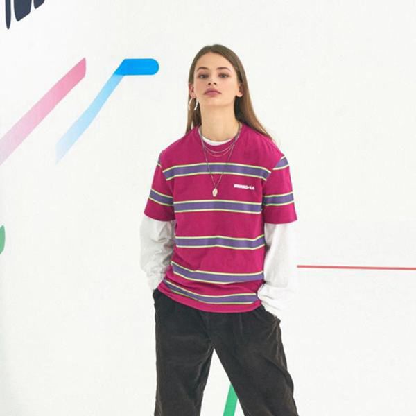 Fila Tričká Damske Nachový - Striped S/S Vypredaj - Slovakia 52478-DHQV